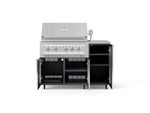 NewAge Outdoor Kitchens Outdoor Grill Island Aluminum 4-Piece Cabinet Set with Casters and 1 Door, Grill Cabinet, Platinum Grill, Countertop 