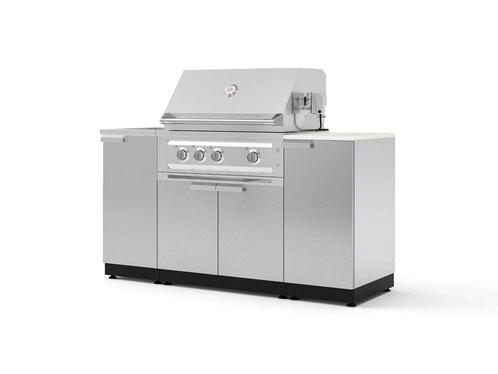 NewAge Outdoor Kitchens Outdoor Grill Island Stainless-Steel 5-Piece Cabinet Set with Sink, 1 Door, Grill Cabinet, Platinum Grill and Stainless Steel Countertop - (Liquid Propane) | Garage Giant