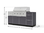 NewAge Outdoor Kitchens Outdoor Grill Island Aluminum 6-Piece Cabinet Set with 3-Drawer, Grill Cabinet, Performance Grill, Side Burner and Countertop - (Liquid Propane) 
