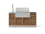 NewAge Outdoor Kitchens Outdoor Grill Island Stainless-Steel Louvered Doors 5-Piece Cabinet Set with Sink, 3 Drawer, Grill Cabinet, Performance Grill and Stainless Steel Countertop - (Natural Gas) 