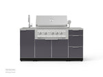 NewAge Outdoor Kitchens Outdoor Grill Island Aluminum 5-Piece Cabinet Set with Sink, 3 Drawer, Grill Cabinet, Platinum Grill and Stainless Steel Countertop 