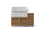 NewAge Outdoor Kitchens Outdoor Grill Island Stainless-Steel Louvered Doors 4-Piece Cabinet Set with Casters and 3-Drawer, Grill Cabinet, Platinum Grill and Dekton in Aeris Countertop - (Liquid Propane) 