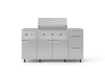 NewAge Outdoor Kitchens Outdoor Grill Island Stainless-Steel 6-Piece Cabinet Set with Casters and 3-Drawer, Grill Cabinet, Performance Grill, Side Burner, Countertop-74878-Garage Giant 
