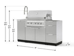NewAge Outdoor Kitchens Outdoor Grill Island Stainless-Steel 5-Piece Cabinet Set with Sink, 3 Drawer, Grill Cabinet, Platinum Grill and Stainless Steel Countertop - (Liquid Propane) 