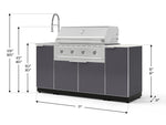 NewAge Outdoor Kitchens Outdoor Grill Island Aluminum 5-Piece Cabinet Set with Sink, 1 Door, Grill Cabinet, Performance Grill and Stainless Steel Countertop - (Natural Gas) 