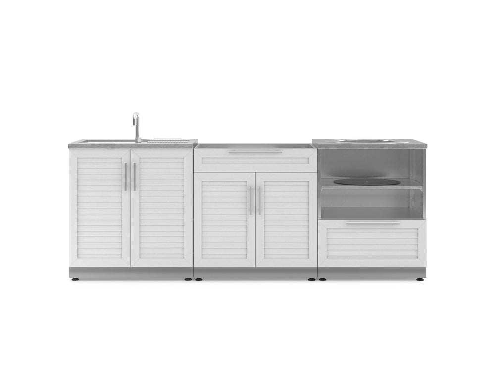 NewAge Outdoor Kitchens Stainless Steel 3-Piece Cabinet Set with Bar, Sink and Kamado Cabinet-67496-Garage Giant