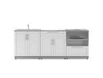NewAge Outdoor Kitchens Stainless Steel 3-Piece Cabinet Set with Bar, Sink and Kamado Cabinet-67496-Garage Giant 