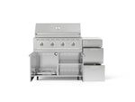 NewAge Outdoor Kitchens Outdoor Grill Island Stainless-Steel 4-Piece Cabinet Set with Casters and 3-Drawer, Grill Cabinet, Performance Grill and Dekton in Aeris Countertop - (Liquid Propane) 