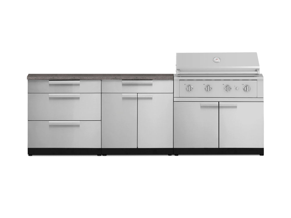 NewAge Outdoor Kitchens Stainless-Steel 5-Piece Cabinet Set with 3 Drawer, 2-Door with Drawer, Performance Grill, Grill Cabinet and Countertop-71333-Garage Giant
