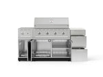 NewAge Outdoor Kitchens Outdoor Grill Island Stainless-Steel 6-Piece Cabinet Set with 3-Drawer, Grill Cabinet, Performance Grill, Side Burner and Dekton in Aeris Countertop - (Liquid Propane) 