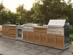 NewAge Outdoor Kitchens Stainless Stee Louvered Door 6-Piece Cabinet Set with Sink, Bar, Grill Cabinet, Platinum Griddle, Countertop and Stainless Steel Door Fridge-75132-Garage Giant 