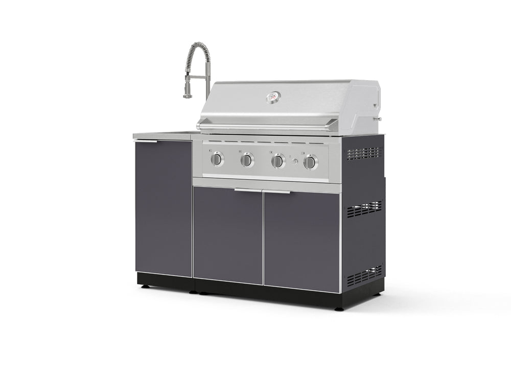 NewAge Outdoor Kitchens Outdoor Grill Island Aluminum 3-Piece Cabinet Set with Sink, Grill Cabinet and Performance Grill-75262-Garage Giant