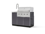 NewAge Outdoor Kitchens Outdoor Grill Island Aluminum 3-Piece Cabinet Set with Sink, Grill Cabinet and Performance Grill-75262-Garage Giant 