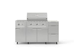 NewAge Outdoor Kitchens Outdoor Grill Island Stainless-Steel 6-Piece Cabinet Set with Casters and 3-Drawer, Grill Cabinet, Performance Grill, Side Burner and Dekton in Aeris Countertop - (Liquid Propane) 