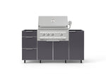 NewAge Outdoor Kitchens Outdoor Grill Island Aluminum 5-Piece Cabinet Set with Casters 1 Door, 3 Drawer, Grill Cabinet and Platinum Grill - (Liquid Propane) 