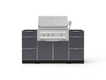 NewAge Outdoor Kitchens Outdoor Grill Island Aluminum 5-Piece Cabinet Set with 3 Drawers, Grill Cabinet and Platinum Grill - (Liquid Propane) 