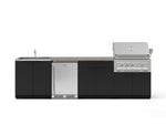 NewAge Outdoor Kitchens Stainless Steel 6-Piece Cabinet Set with Sink, Bar, Grill Cabinet, Platinum Grill, Countertop and Stainless Steel Door Fridge-73812-Garage Giant 