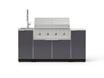 NewAge Outdoor Kitchens Outdoor Grill Island Aluminum 5-Piece Cabinet Set with Sink, 1 Door, Grill Cabinet, Performance Grill and Stainless Steel Countertop - (Natural Gas) 