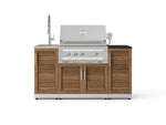 NewAge Outdoor Kitchens Outdoor Grill Island Stainless-Steel 5-Piece Cabinet Set with Sink, 1 Door, Grill Cabinet, Platinum Grill and Stainless Steel Countertop - (Liquid Propane) 