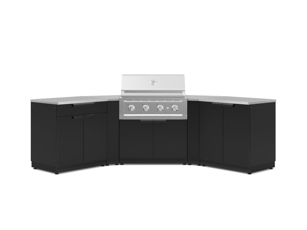 NewAge Outdoor Kitchens Stainless-Steel 7-Piece Cabinet Set with 2 Door, Bar, Corner, Grill Cabinet, Performance Grill, and Countertops-67646-Garage Giant