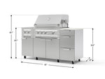 NewAge Outdoor Kitchens Outdoor Grill Island Stainless-Steel 6-Piece Cabinet Set with Casters and 3-Drawer, Grill Cabinet, Platinum Grill, Dual Side Burner and Dekton in Aeris Countertop - (Liquid Propane) 