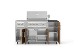 NewAge Outdoor Kitchens Outdoor Grill Island Stainless-Steel Louvered Doors 6-Piece Cabinet Set with Casters and 1-Door, Grill Cabinet, Platinum Grill, Dual Side Burner and Dekton in Sirius Countertop - (Liquid Propane) 