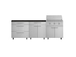 NewAge Outdoor Kitchens Stainless Steel 5-Piece Cabinet Set with Casters and 3 Drawer, Bar, Grill Cabinet, Performance Grill, Countertop-72579-Garage Giant 