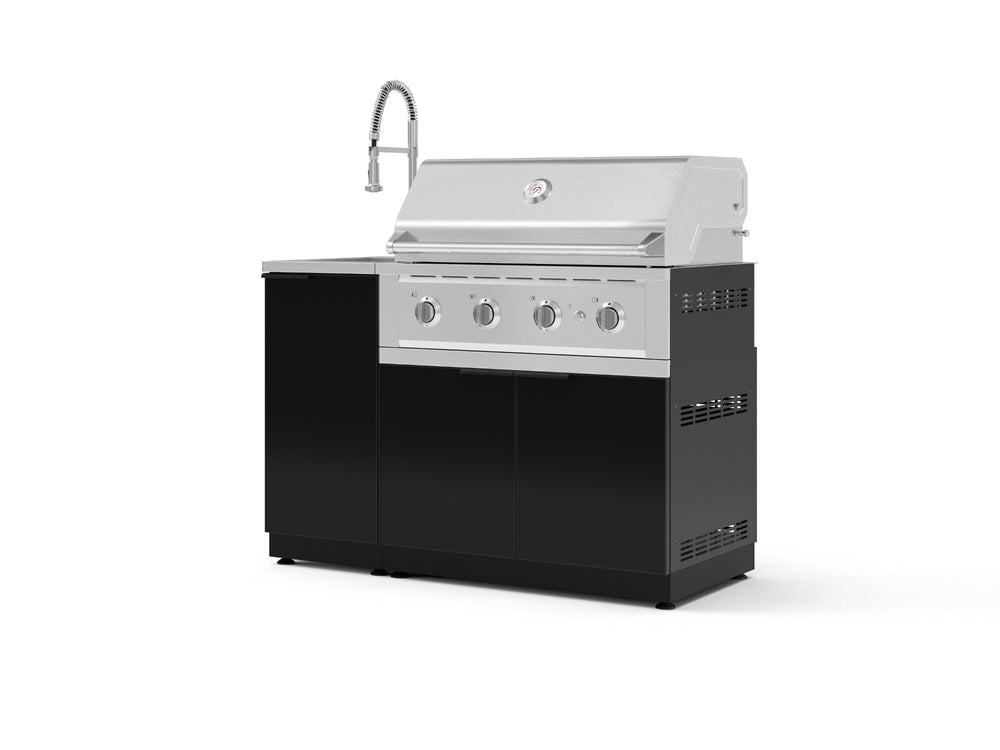 NewAge Outdoor Kitchens Outdoor Grill Island Aluminum 3-Piece Cabinet Set with Sink, Grill Cabinet, and Performance Grill | 76331