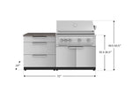 NewAge Outdoor Kitchens Stainless-Steel 4-Piece Cabinet Set with 3 Drawer, Grill Cabinet, Platinum Grill, and Countertop-71666-Garage Giant 