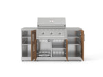 NewAge Outdoor Kitchens Outdoor Grill Island Stainless-Steel Louvered Doors 6-Piece Cabinet Set with 1 Door, Grill Cabinet, Performance Grill and Countertops 