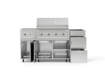 NewAge Outdoor Kitchens Outdoor Grill Island Stainless-Steel 5-Piece Cabinet Set with Casters and 3-Drawer, Grill Cabinet, Side Burner and Performance Grill - (Liquid Propane) 