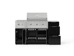 NewAge Outdoor Kitchens Outdoor Grill Island Aluminum 6-Piece Cabinet Set with 3-Drawer, Grill Cabinet, Performance Grill, Side Burner and Countertop - (Natural Gas) 