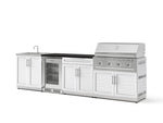 NewAge Outdoor Kitchens Stainless Steel 6-Piece Cabinet Set with Sink, Bar, Grill Cabinet, Performance Grill, Countertop and Glass Door Fridge-73775-Garage Giant 