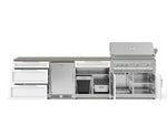 NewAge Outdoor Kitchens Stainless Steel 7-Piece Cabinet Set with 3-Drawer, Bar, Grill Cabinet, Platinum Grill, Countertop, and Stainless Steel Door Fridge-73697-Garage Giant 