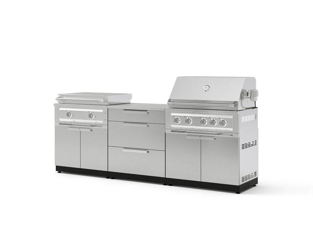 NewAge Outdoor Kitchens Stainless Steel 6-Piece Cabinet Set with 3 Drawer, Grill Cabinet, Platinum Griddle, Grill and Countertop-75170-Garage Giant