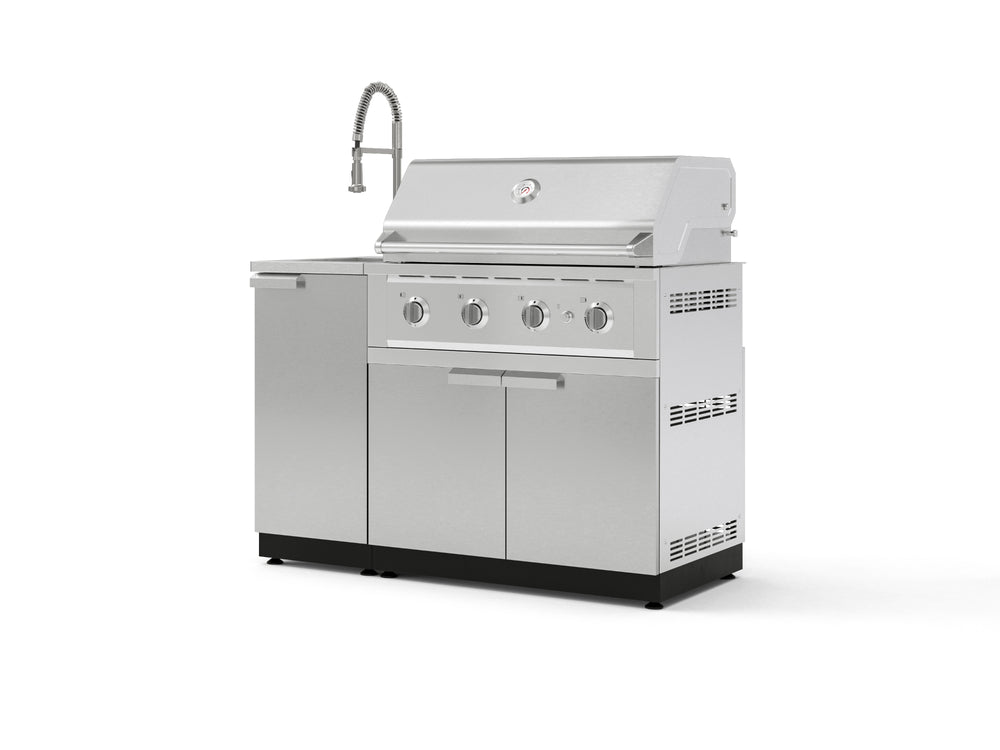 NewAge Outdoor Kitchens Outdoor Grill Island Stainless-Steel 3-Piece Cabinet Set with Sink, Grill Cabinet and Performance Grill-75274-Garage Giant