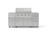 NewAge Outdoor Kitchens Outdoor Grill Island Stainless-Steel 6-Piece Cabinet Set with Casters and 3-Drawer, Grill Cabinet, Performance Grill, Side Burner, Countertop-74880-Garage Giant 