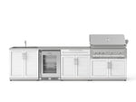 NewAge Outdoor Kitchens Stainless Steel 6-Piece Cabinet Set with Sink, Bar, Grill Cabinet, Platinum Grill, Countertop and Glass Door Fridge-71526-Garage Giant 