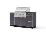 NewAge Outdoor Kitchens Outdoor Grill Island Aluminum 5-Piece Cabinet Set with Sink, 3 Drawer, Grill Cabinet, Performance Grill and Stainless Steel Countertop - (Liquid Propane) | Garage Giant 
