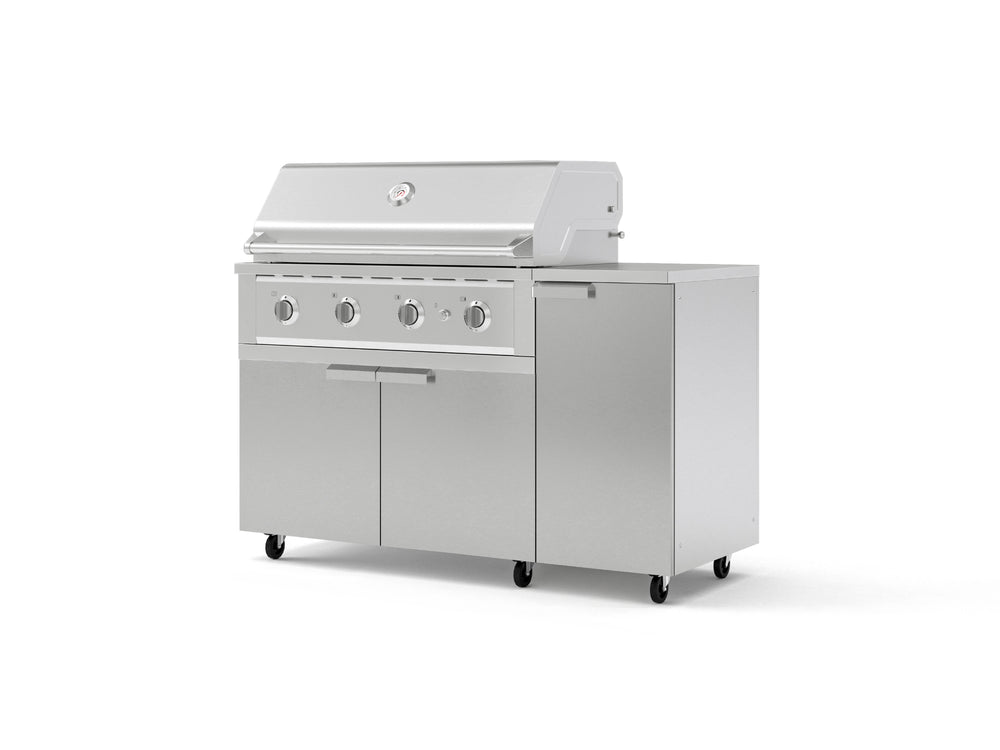 NewAge Outdoor Kitchens Outdoor Grill Island Stainless-Steel 4-Piece Cabinet Set with Casters and 1 Door, Grill Cabinet, Performance Grill, Countertop-74826-Garage Giant