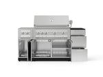 NewAge Outdoor Kitchens Outdoor Grill Island Stainless-Steel 6-Piece Cabinet Set with 3-Drawer, Grill Cabinet, Platinum Grill, Dual Side Burner and Dekton in Sirius Countertop - (Natural Gas) 