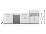NewAge Outdoor Kitchens Stainless Steel 7-Piece Cabinet Set with 3-Drawer, Bar, Grill Cabinet, Performance Grill, Countertops, and Stainless Steel Door Fridge-71419-Garage Giant 
