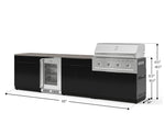 NewAge Outdoor Kitchens Aluminum 7-Piece Cabinet Set with 3-Drawer, Bar, Grill Cabinet, Performance Grill, Countertops and Glass Door Fridge-73652-Garage Giant 