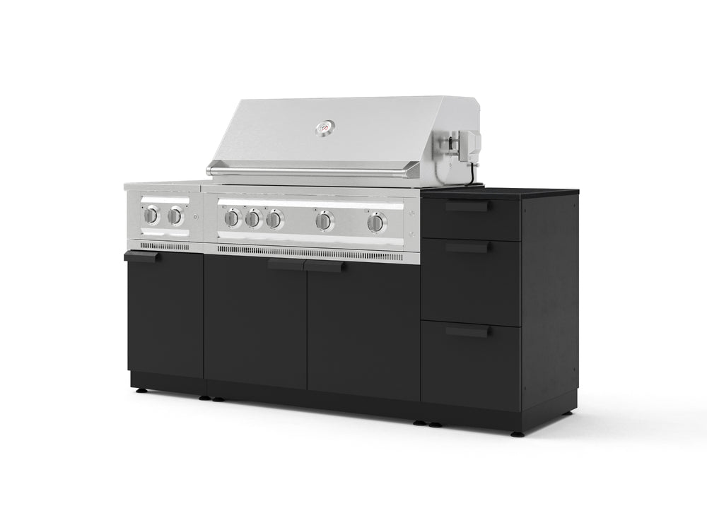 NewAge Outdoor Kitchens Outdoor Grill Island Stainless-Steel 6-Piece Cabinet Set with 3-Drawer, Grill Cabinet, Platinum Grill, Dual Side Burner and Dekton in Sirius Countertop - (Natural Gas) | Garage Giant