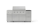 NewAge Outdoor Kitchens Outdoor Grill Island Stainless-Steel 6-Piece Cabinet Set with Casters and 3-Drawer, Grill Cabinet, Performance Grill, Side Burner and Dekton in Sirius Countertop - (Liquid Propane) 