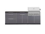 NewAge Outdoor Kitchens Aluminum 5-Piece Cabinet Set With 3 Drawer, Bar, Grill Cabinet, Platinum Grill and Countertop-71166-Garage Giant 