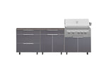NewAge Outdoor Kitchens Aluminum 5-Piece Cabinet Set With Casters and 3 Drawer, Bar, Grill Cabinet, Platinum Grill, Countertop-72610-Garage Giant 