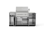 NewAge Outdoor Kitchens Outdoor Grill Island Stainless-Steel 5-Piece Cabinet Set with Sink, 1 Door, Grill Cabinet, Platinum Grill and Stainless Steel Countertop - (Liquid Propane) 