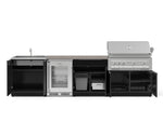 NewAge Outdoor Kitchens Aluminum 6-Piece Cabinet Set with Sink, Bar, Grill Cabinet, Platinum Grill, Countertop and Glass Door Fridge-73805-Garage Giant 