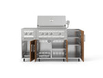 NewAge Outdoor Kitchens Outdoor Grill Island Stainless-Steel Louvered Doors 5-Piece Cabinet Set with Casters and 1-Door, Grill Cabinet, Dual Side Burner and Platinum Grill - (Liquid Propane) 
